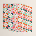Festive Quilt Pattern in Pink, Red And Green Wrapping Paper Gallery Image 3