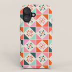 Festive Quilt Pattern in Pink, Red And Green iPhone Case Gallery Image 1