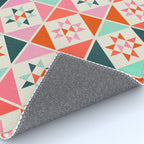 Festive Quilt Pattern in Pink, Red And Green Rug Gallery Image 4