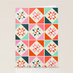 Festive Quilt Pattern in Pink, Red And Green Stationery Card Gallery Image 2