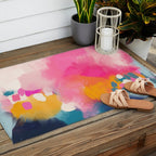 Pink reflection-abstract- pink, blue ,orange Outdoor Rug Gallery Image 2