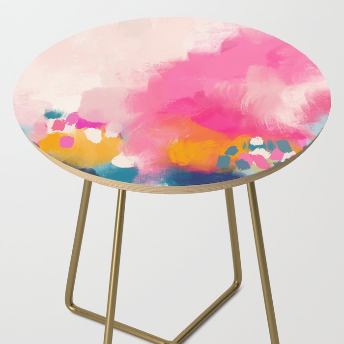 Pink reflection-abstract- pink, blue ,orange Side Table Gallery Image 2