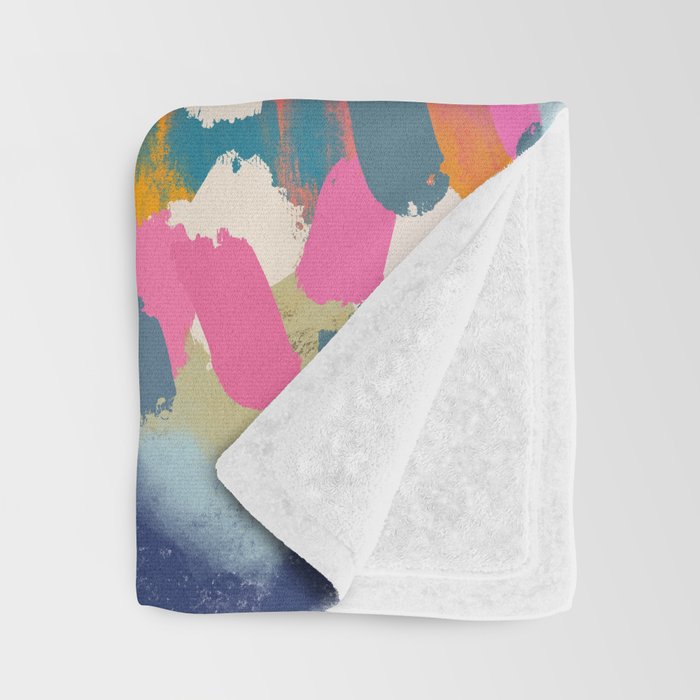 Pink reflection-abstract- pink, blue ,orange Throw Blanket Gallery Image 3
