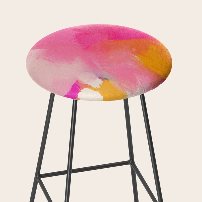 Pink reflection-abstract- pink, blue ,orange Stool Gallery Image 2