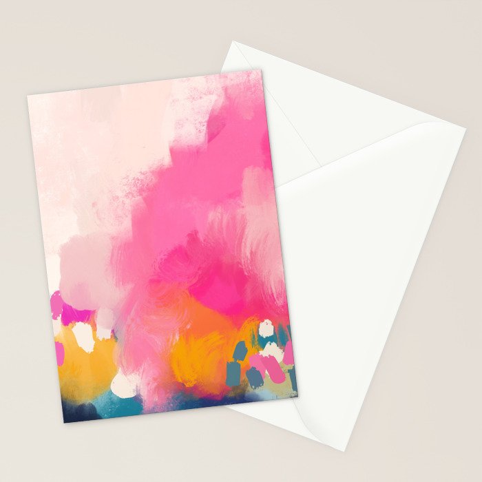 Pink reflection-abstract- pink, blue ,orange Stationery Card Gallery Image 2