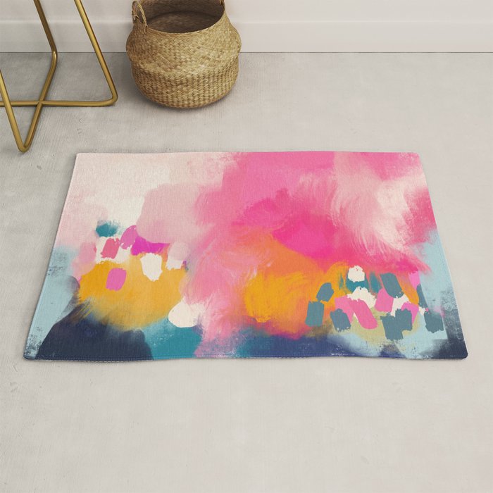Pink reflection-abstract- pink, blue ,orange Rug Gallery Image 1