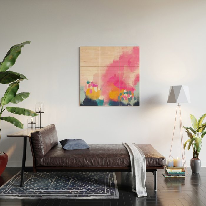 Pink reflection-abstract- pink, blue ,orange Wood Wall Art Gallery Image 2