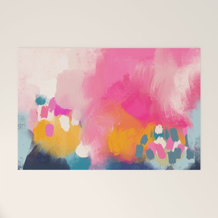 Pink reflection-abstract- pink, blue ,orange Welcome Mat Gallery Image 1