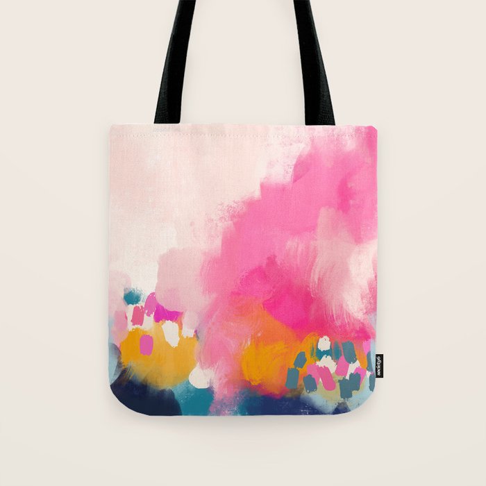 Pink reflection-abstract- pink, blue ,orange Tote Bag Gallery Image 1