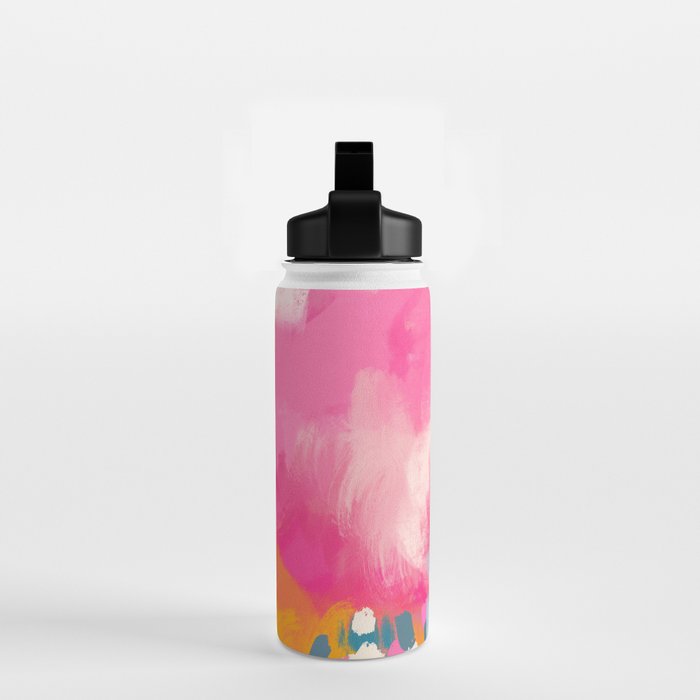 Pink reflection-abstract- pink, blue ,orange Water Bottle Gallery Image 2
