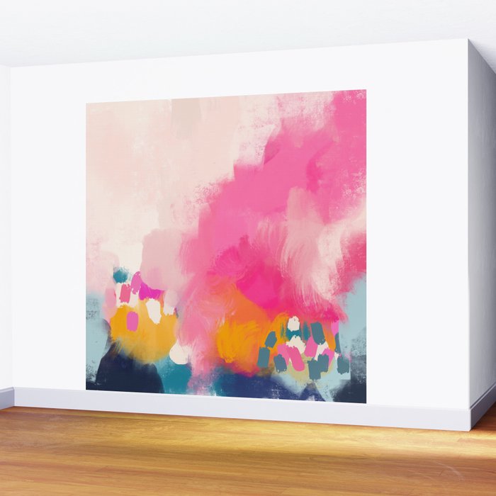 Pink reflection-abstract- pink, blue ,orange Wall Mural Gallery Image 2
