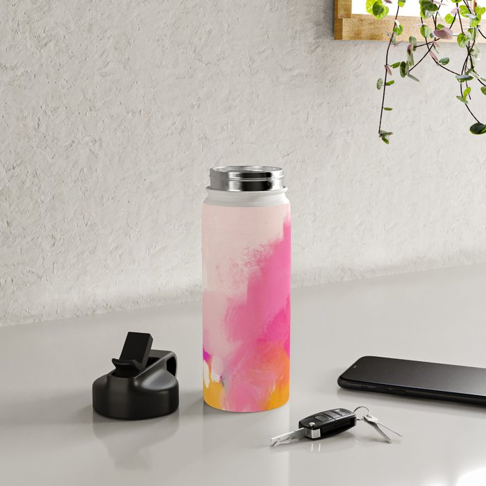 Pink reflection-abstract- pink, blue ,orange Water Bottle Gallery Image 4