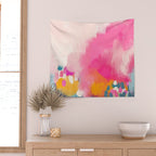 Pink reflection-abstract- pink, blue ,orange Wall Tapestry Gallery Image 2