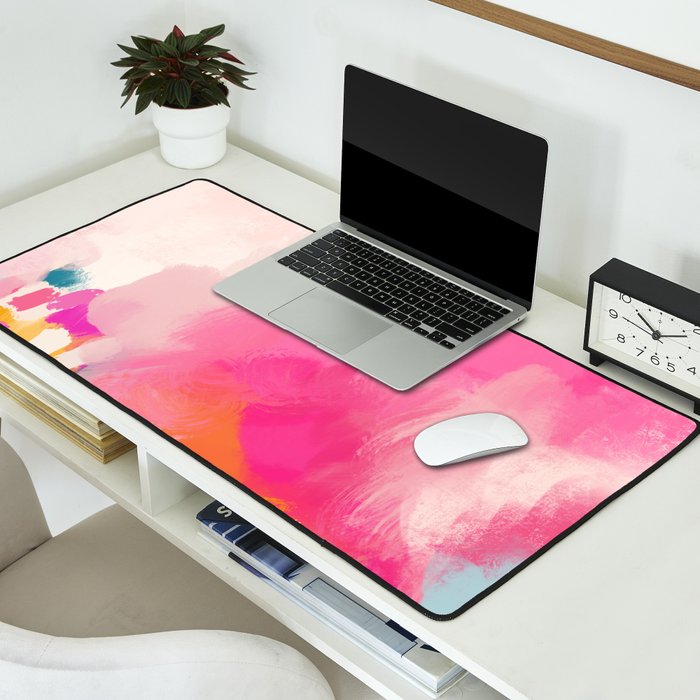 Pink reflection-abstract- pink, blue ,orange Desk Mat Gallery Image 2