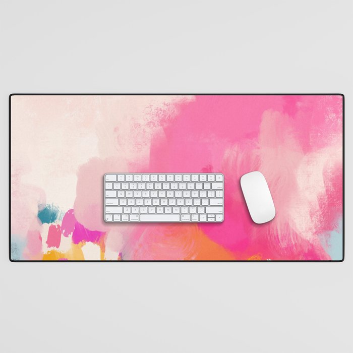 Pink reflection-abstract- pink, blue ,orange Desk Mat Gallery Image 1