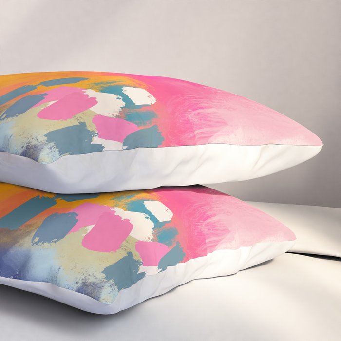Pink reflection-abstract- pink, blue ,orange Pillow Sham Gallery Image 3