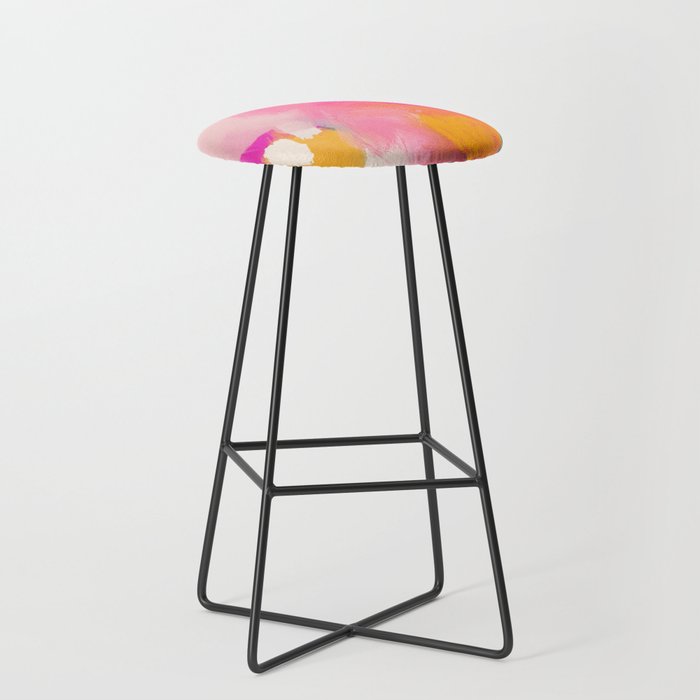 Pink reflection-abstract- pink, blue ,orange Stool Gallery Image 1
