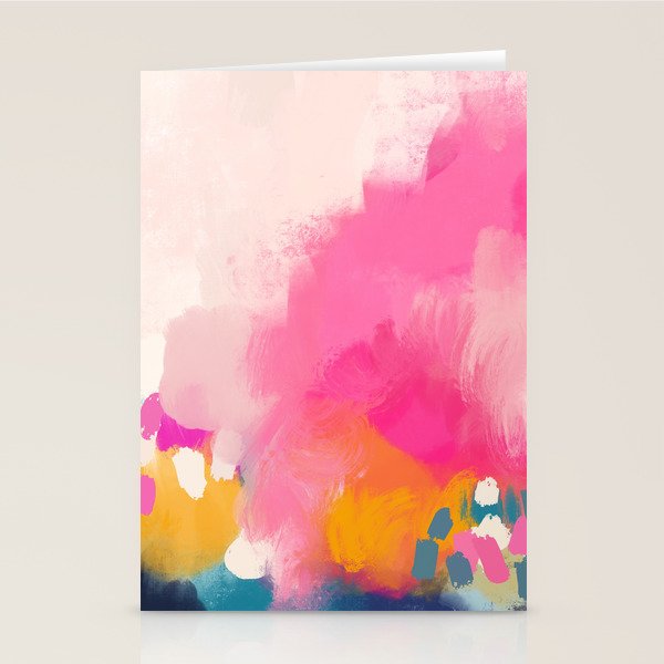 Pink reflection-abstract- pink, blue ,orange Stationery Card Gallery Image 2