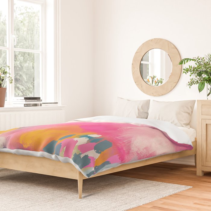 Pink reflection-abstract- pink, blue ,orange Duvet Cover Gallery Image 2