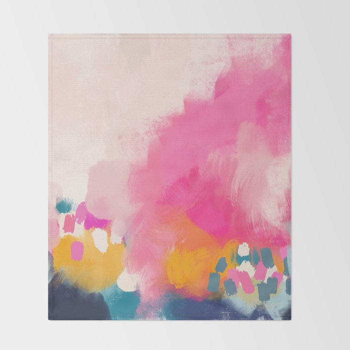 Pink reflection-abstract- pink, blue ,orange Throw Blanket Gallery Image 2