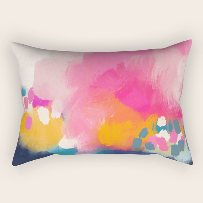Pink reflection-abstract- pink, blue ,orange Rectangular Pillow Gallery Image 2