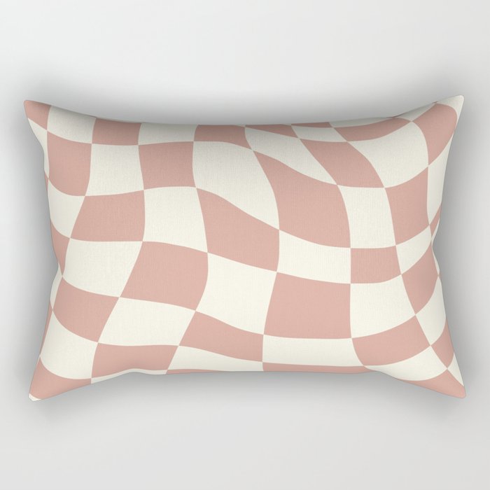 Checkers coral summer beach Rectangular Pillow Gallery Image 1