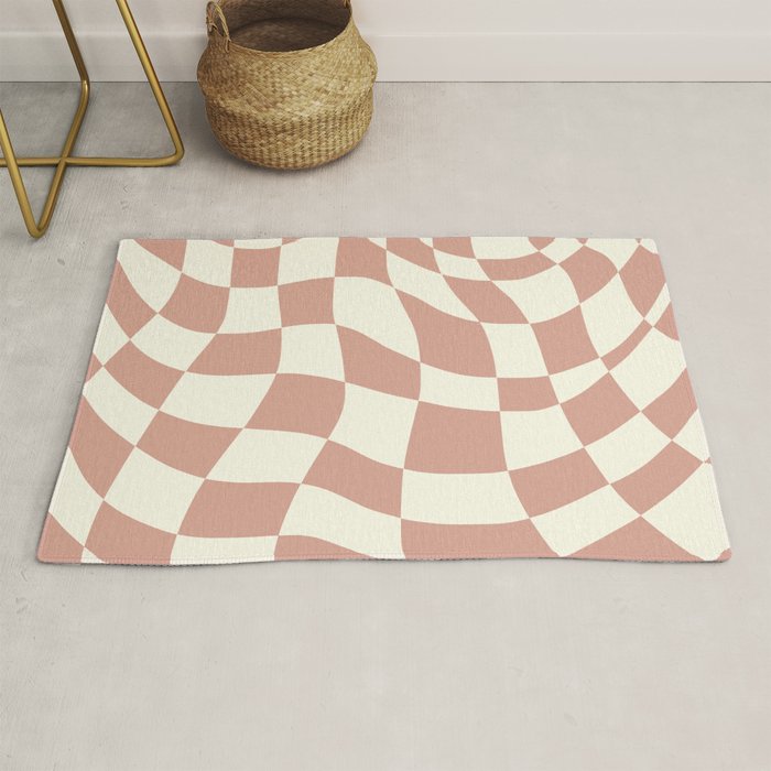 Checkers coral summer beach Rug Gallery Image 1