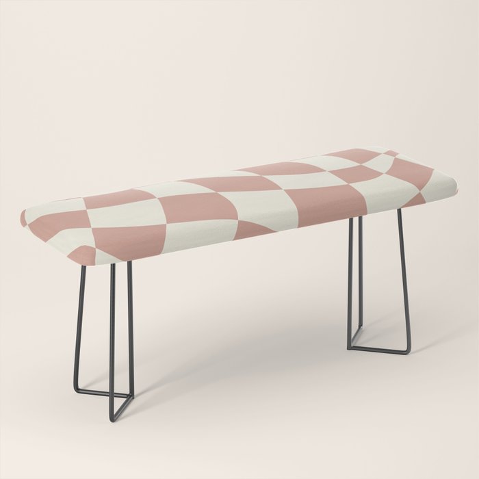 Checkers coral summer beach Bench Gallery Image 1