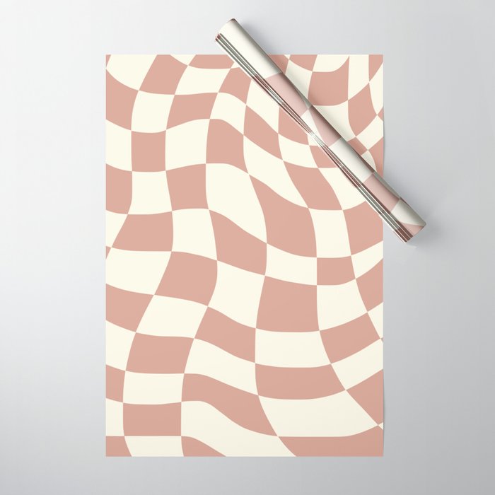 Checkers coral summer beach Wrapping Paper Gallery Image 1