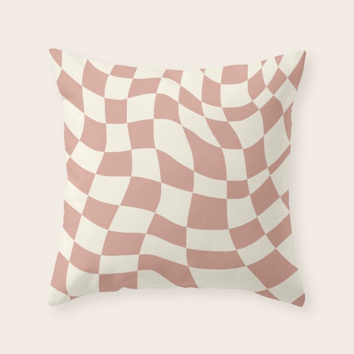 Checkers coral summer beach Throw Pillow Gallery Image 6