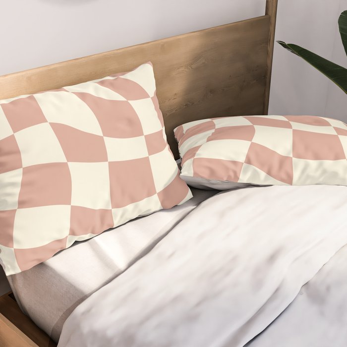 Checkers coral summer beach Pillow Sham Gallery Image 2
