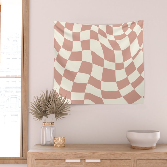 Checkers coral summer beach Wall Tapestry Gallery Image 2