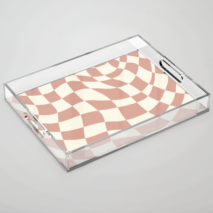 Checkers coral summer beach Acrylic Tray Gallery Image 1