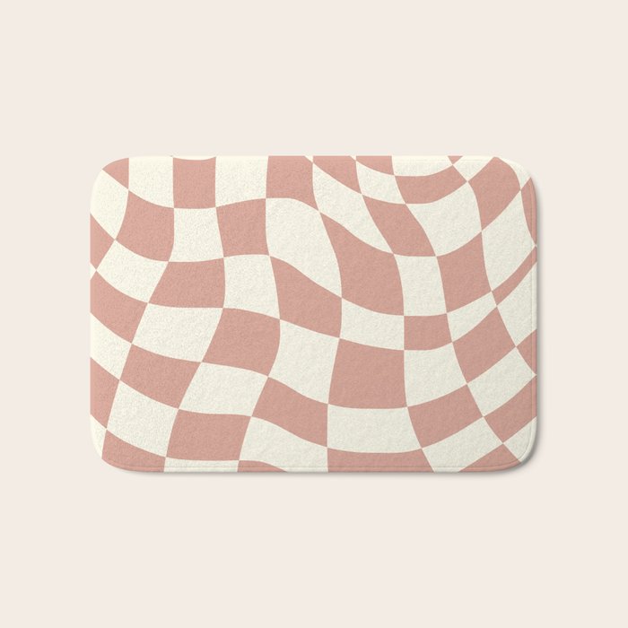 Checkers coral summer beach Bath Mat Gallery Image 1