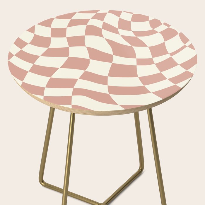 Checkers coral summer beach Side Table Gallery Image 2