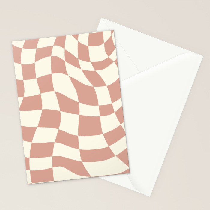 Checkers coral summer beach Stationery Card Gallery Image 2