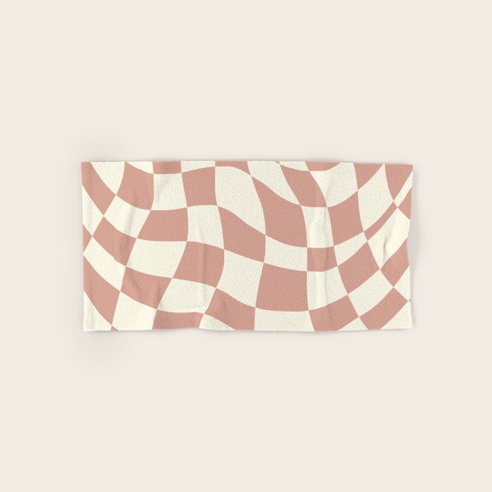 Checkers coral summer beach Bath Towel Gallery Image 1