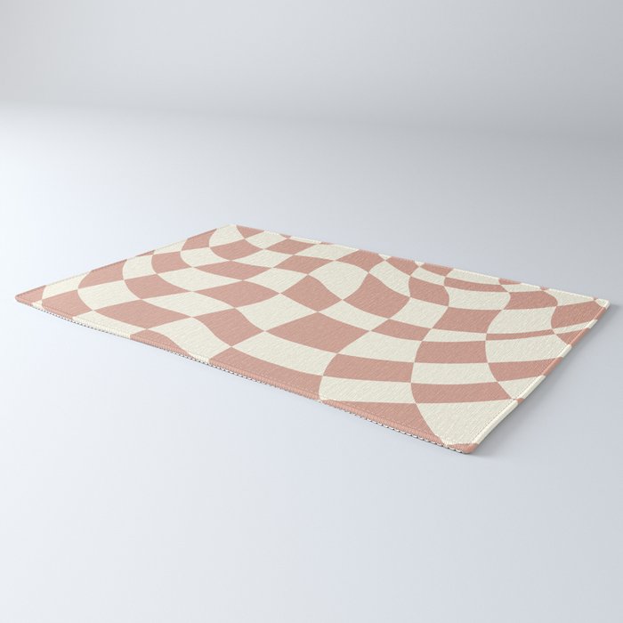 Checkers coral summer beach Rug Gallery Image 3
