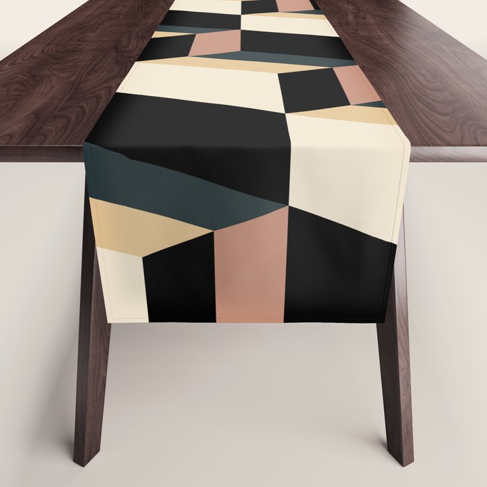 Cuboid Geometric Abstract Shapes Pattern XXXI Table Runner Gallery Image 1