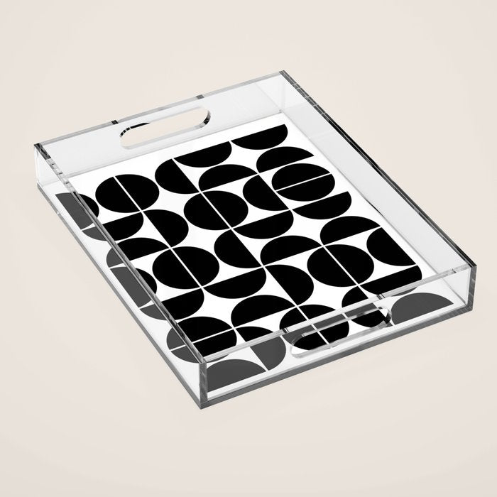 Mid Century Modern Geometric 04 Black Acrylic Tray Gallery Image 1