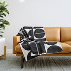 Mid Century Modern Geometric 04 Black Throw Blanket Gallery Image 1
