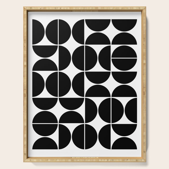 Mid Century Modern Geometric 04 Black Serving Tray Gallery Image 1