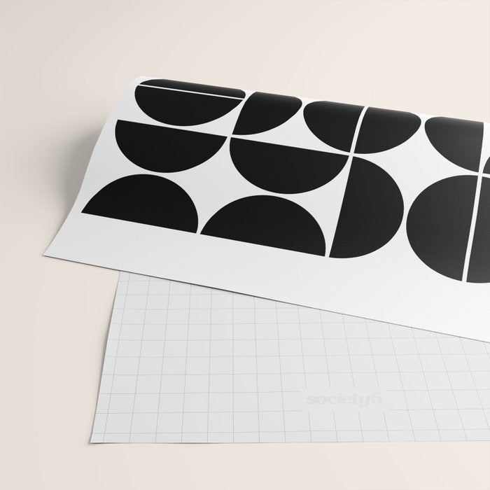 Mid Century Modern Geometric 04 Black Wrapping Paper Gallery Image 2
