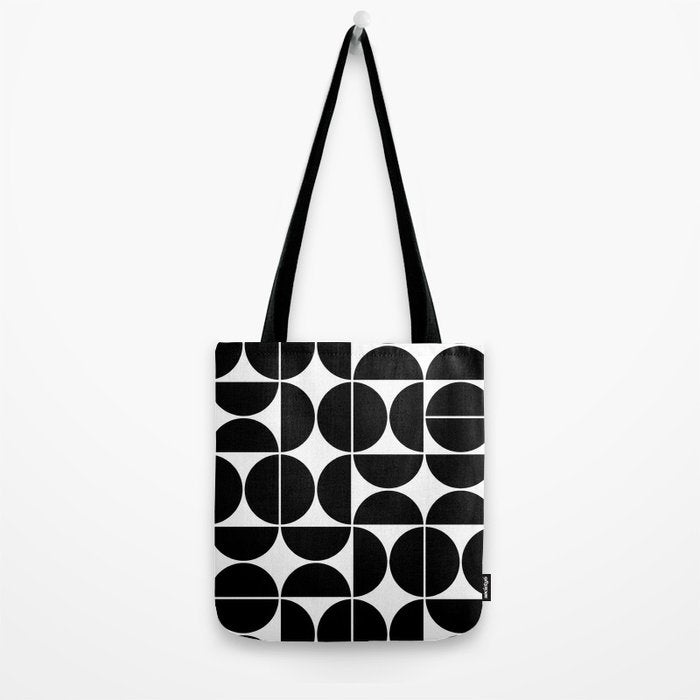 Mid Century Modern Geometric 04 Black Tote Bag Gallery Image 2