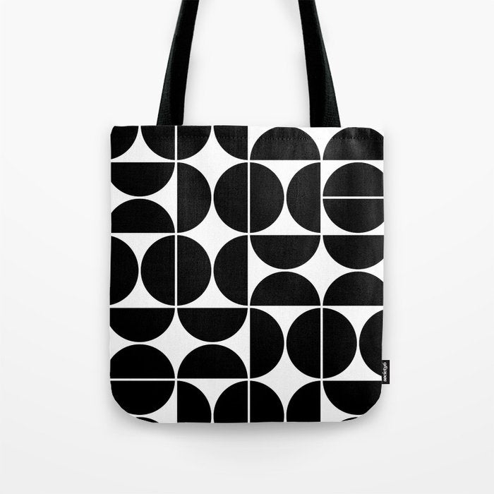 Mid Century Modern Geometric 04 Black Tote Bag Gallery Image 1