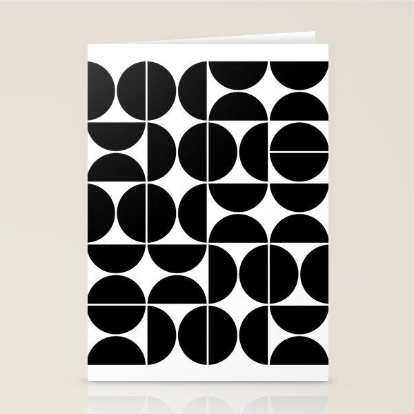 Mid Century Modern Geometric 04 Black Stationery Card Gallery Image 2