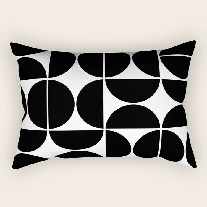 Mid Century Modern Geometric 04 Black Rectangular Pillow Gallery Image 1