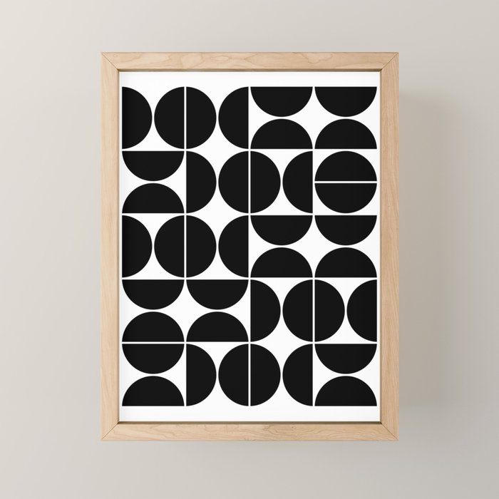 Mid Century Modern Geometric 04 Black Mini Art Print Gallery Image 1