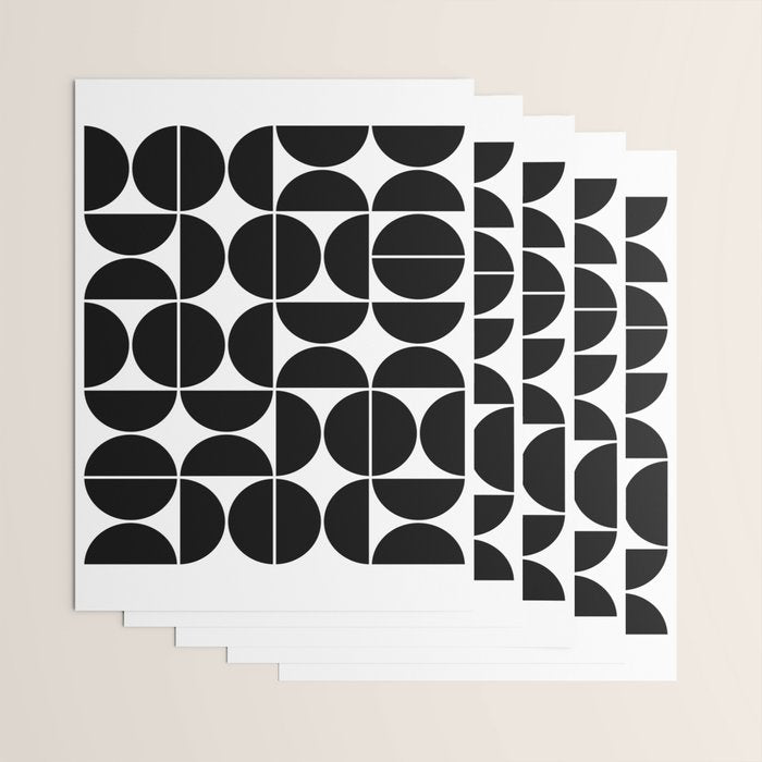 Mid Century Modern Geometric 04 Black Wrapping Paper Gallery Image 3