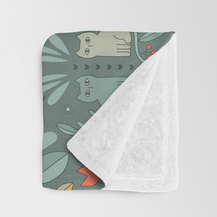 Swedish Folk Cats Throw Blanket Gallery Image 3